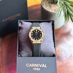 Đồng Hồ Nữ Carnival 8168L2-VV-DCS-D-Viền Vàng-Dây Cao Su-Mặt Đen-Pin-Kính Sapphire — ảnh 6