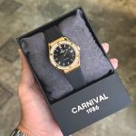 Đồng Hồ Nữ Carnival 8168L2-VV-DCS-D-Viền Vàng-Dây Cao Su-Mặt Đen-Pin-Kính Sapphire — ảnh 7