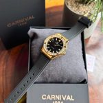 Đồng Hồ Nữ Carnival 8168L2-VV-DCS-D-Viền Vàng-Dây Cao Su-Mặt Đen-Pin-Kính Sapphire — ảnh 5