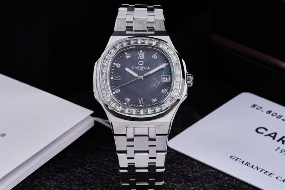 ĐỒNG HỒ Nữ Carnival 8160L2-VT-DK-Dây Thép - Pin - Kính Sapphire