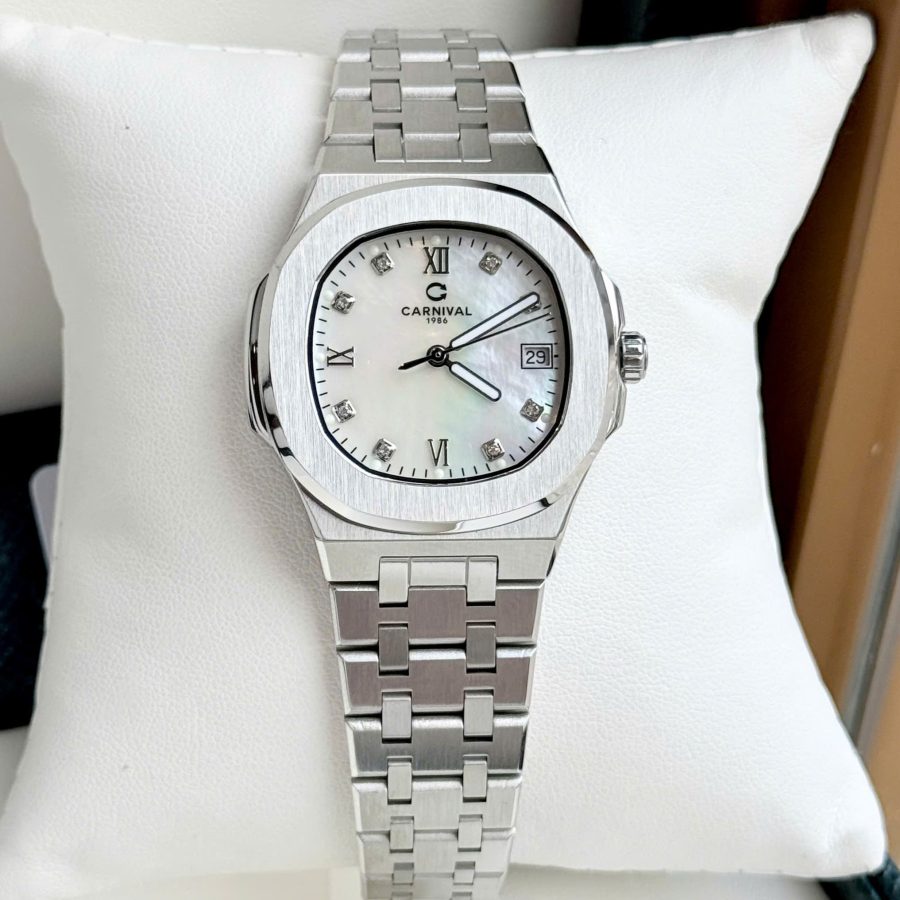 ĐỒNG HỒ Nữ Carnival 8160L-VT-TK Mặt Xà Cừ Trắng-Dây Thép-Pin-Kính Sapphire