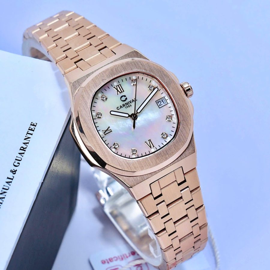 ĐỒNG HỒ Nữ Carnival 8160L-VH-TK Mặt Xà Cừ Trắng-Dây Thép-Pin-Kính Sapphire