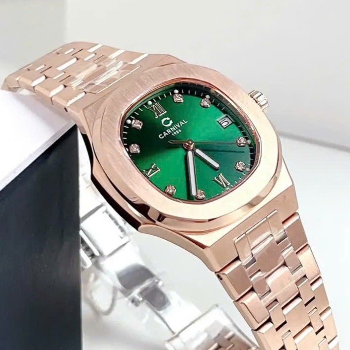 ĐỒNG HỒ Nữ Carnival 8160L-VH-XL Mặt Xanh Lá-Dây Thép-Pin-Kính Sapphire