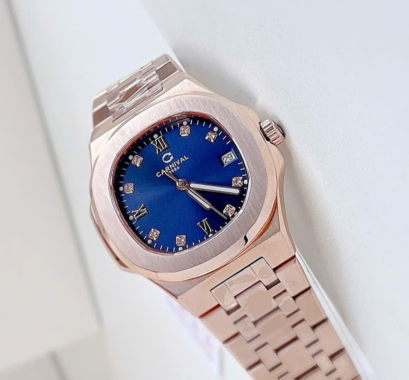 ĐỒNG HỒ Nữ Carnival 8160L-VH-X Mặt Xanh-Dây Thép-Pin-Kính Sapphire
