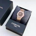 ĐỒNG HỒ Nữ Carnival 8160L-VH-Nâu Mặt Nâu Đậm-Dây Thép-Pin-Kính Sapphire — ảnh 2