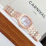 ĐỒNG HỒ Nữ Carnival 8160L-VH-HK Mặt Xà Cừ Hồng-Dây Thép-Pin-Kính Sapphire — ảnh 2