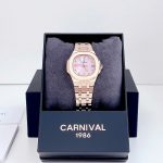 ĐỒNG HỒ Nữ Carnival 8160L-VH-HK Mặt Xà Cừ Hồng-Dây Thép-Pin-Kính Sapphire — ảnh 5