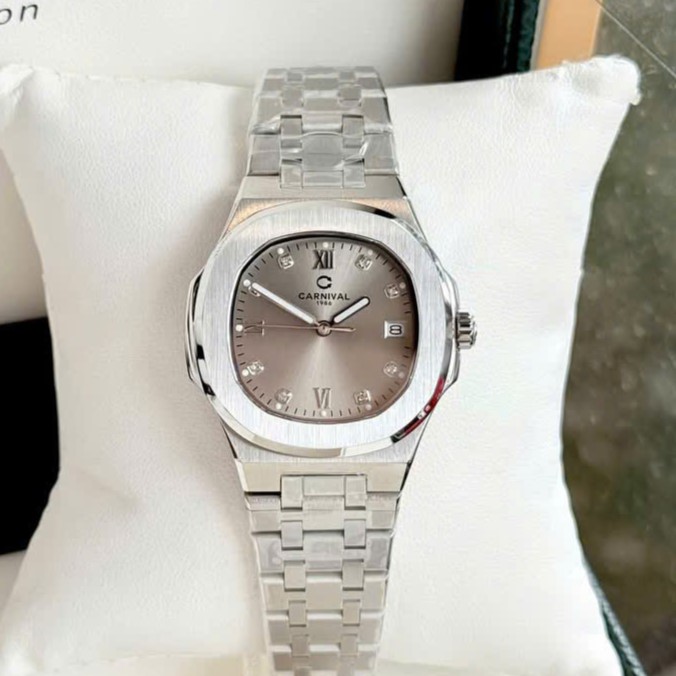ĐỒNG HỒ Nữ Carnival 8160L-VT-TX Mặt Xám-Dây Thép-Pin-Kính Sapphire
