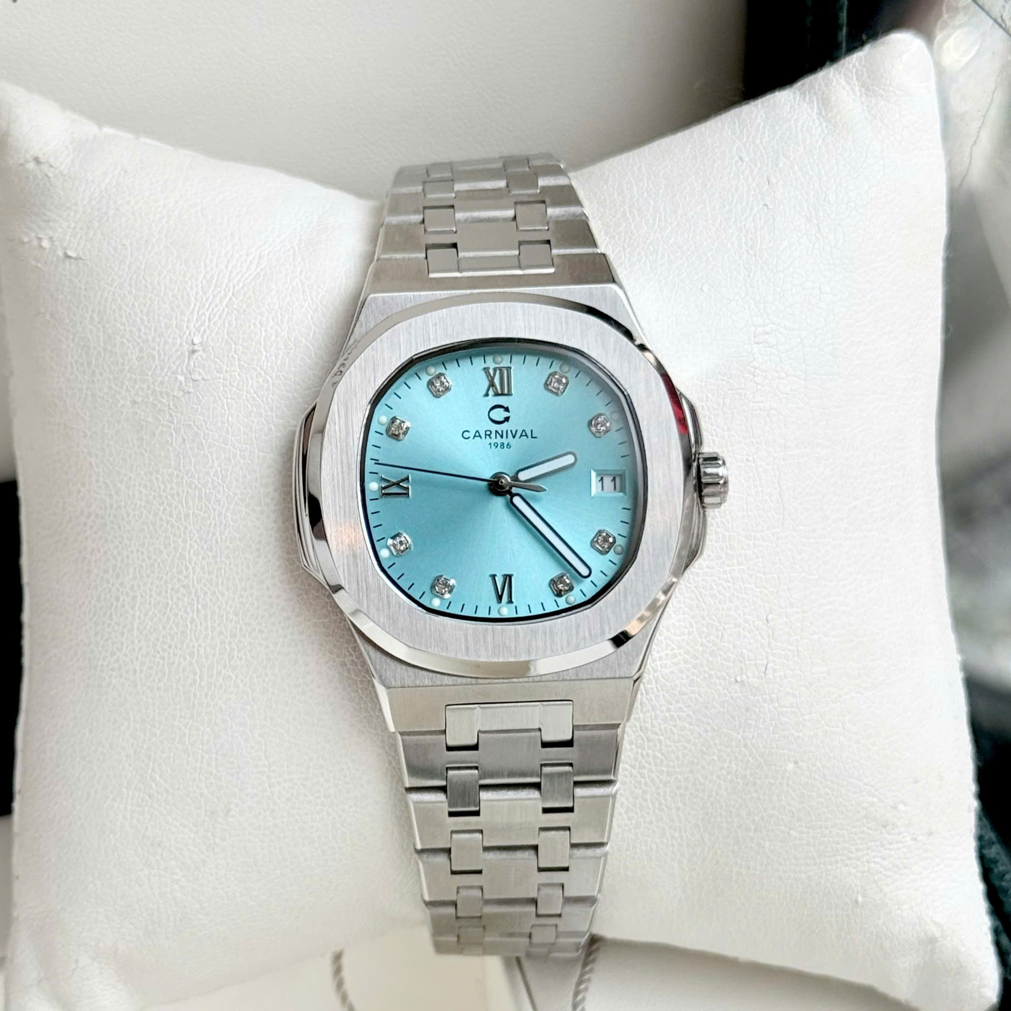 ĐỒNG HỒ Nữ Carnival 8160L-VT-XT Mặt Xanh Tifany-Dây Thép-Pin-Kính Sapphire