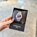 ĐỒNG HỒ Nữ Carnival 8160L-VT-TIM Mặt Tím-Dây Thép-Pin-Kính Sapphire — ảnh 4