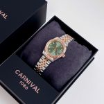ĐỒNG HỒ Nữ Carnival 8131L-CH-XL Mặt Xanh Lá-Dây Thép-Pin-Kính Sapphire — ảnh 8